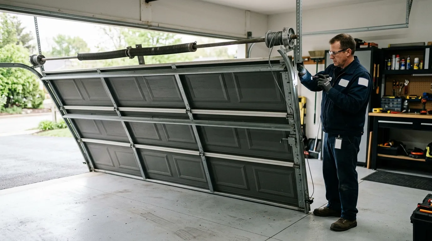 Garage door detail illustrating why your garage door jumps track here in issaquah